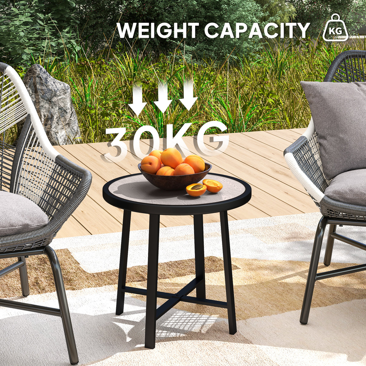 Outsunny round garden table with a 30 kg weight capacity