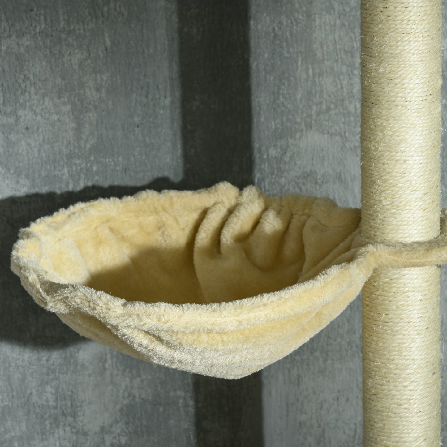 PawHut 230-250cm Floor-to-Ceiling Climbing Cat Tree Tower - Beige