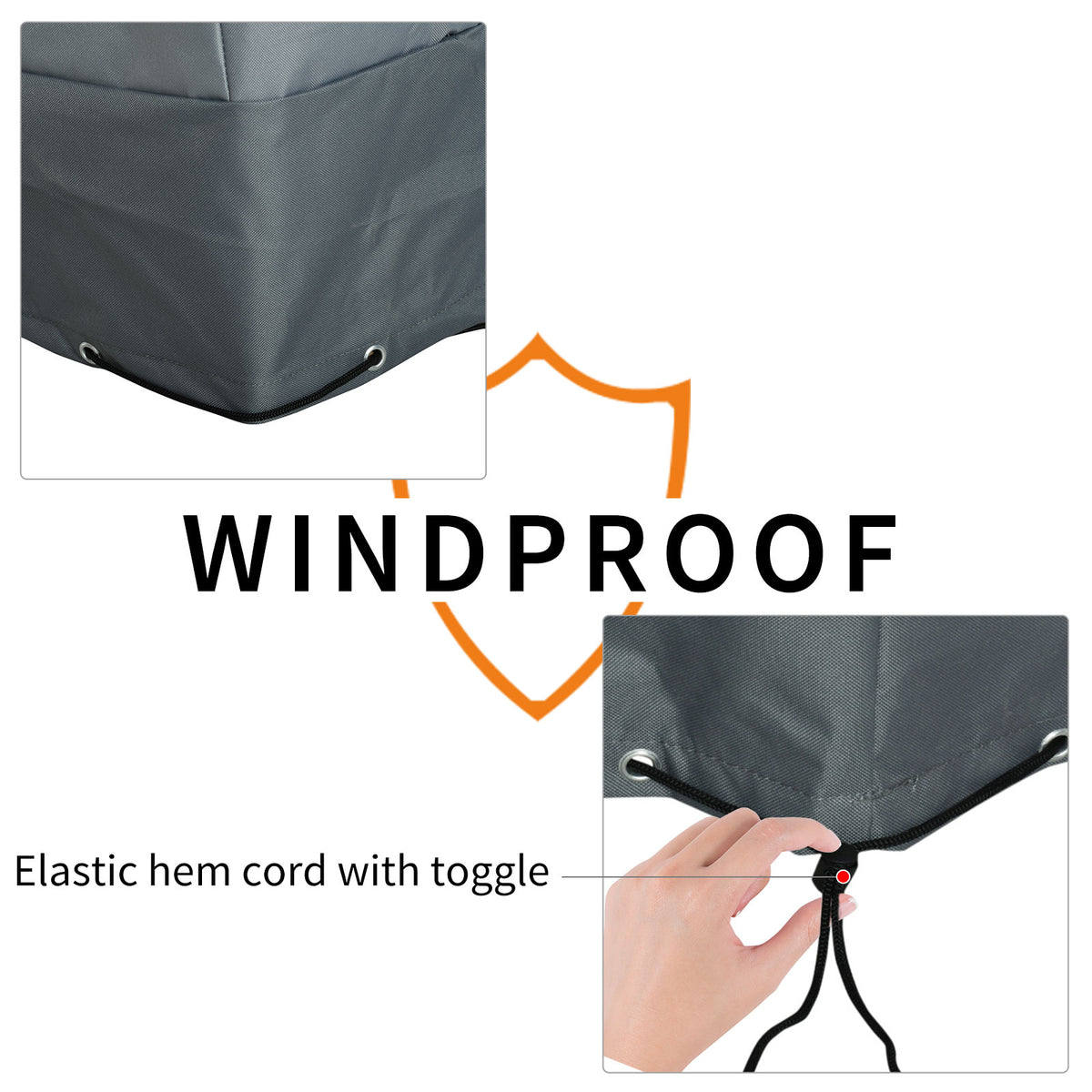 Outsunny lounge furniture cover with elastic hem cord, toggle, and metal grommets