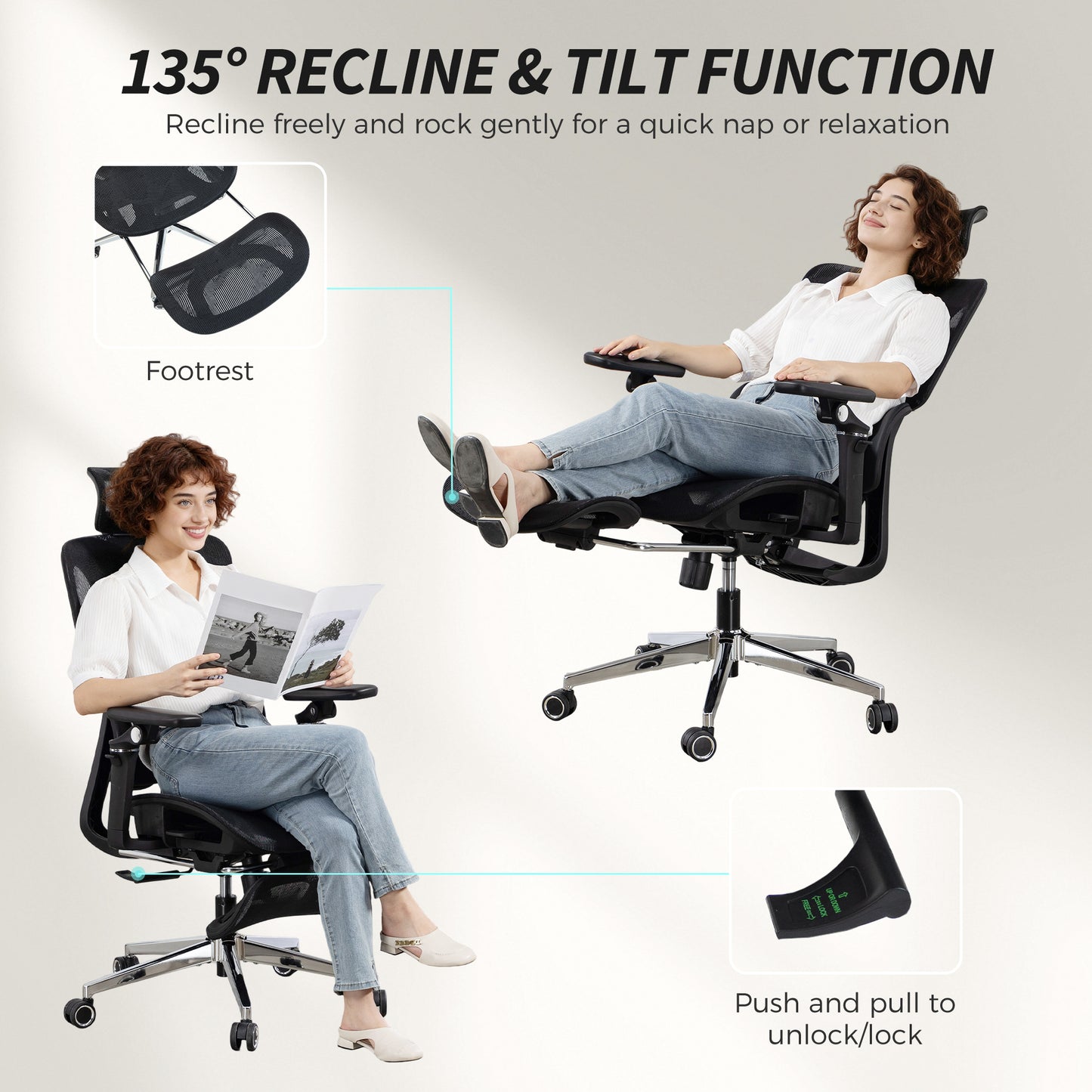 HOMCOM Ergonomic Office Chair, High Back Mesh Desk Chair, Black