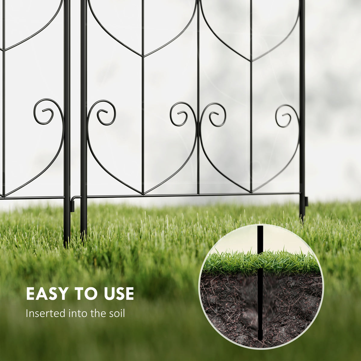 Outsunny Set of 2 Garden Trellis, Metal Fence Panels for Climbing Outdoor Plants, Flowers, 180 x 50cm