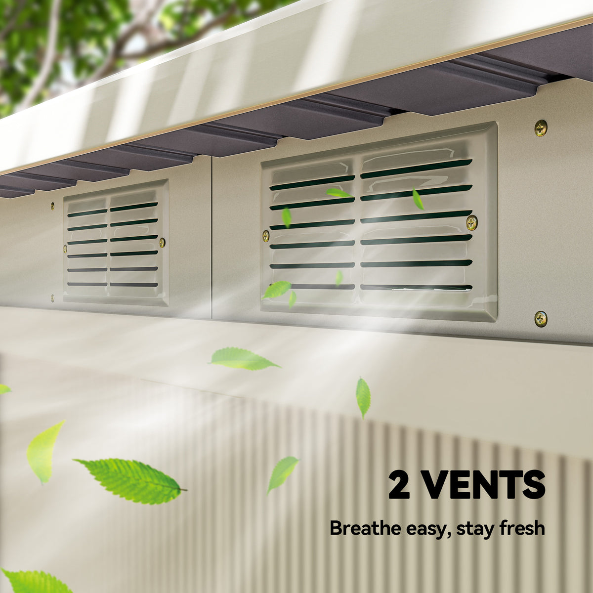 Outsunny Corrugated Garden Metal Storage Shed Outdoor Equipment Tool Box with Kit Ventilation Doors 9x 4FT Light Grey