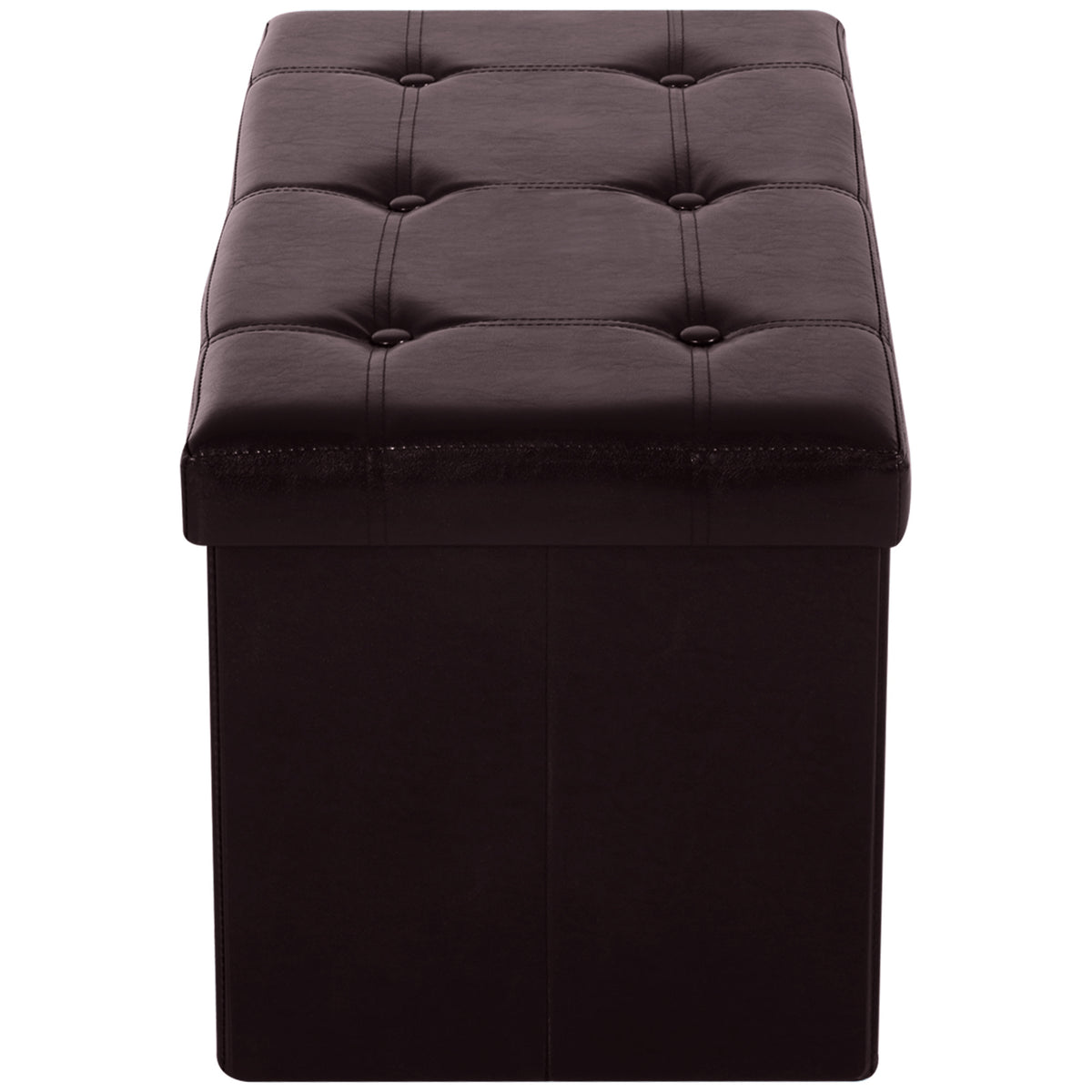 HOMCOM Folding Faux Leather Storage Cube Ottoman Bench Seat PU Rectangular Footrest Stool Box (Brown)