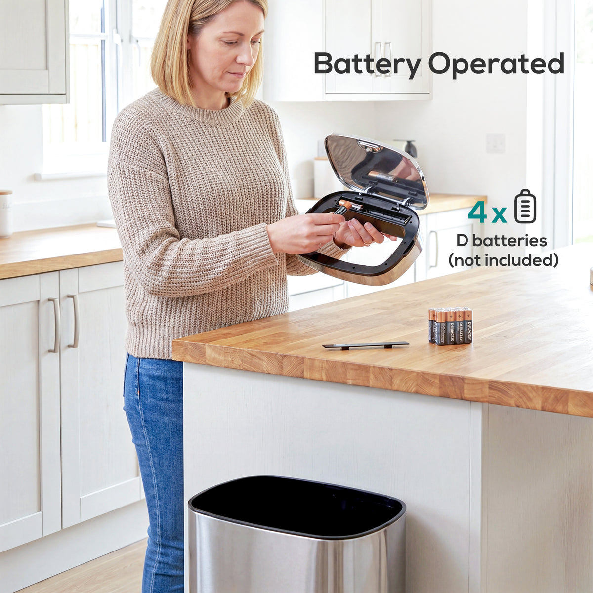 HOMCOM 68L Automatic Sensor Bin, Touchless Stainless Steel Kitchen Rubbish Bin, Hands-Free Infrared Waste Dustbin, Motion Trash Can with Manual Button for Home Office, Silver