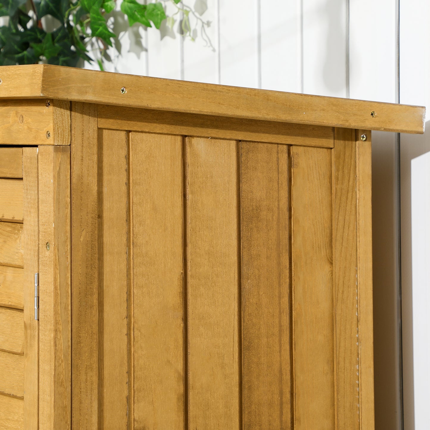 Outsunny Wooden Garden Storage Shed with Shelves, Outdoor Tool Cabinet with Asphalt Roof for Patio Organisation, 87cm x 47cm x 160cm