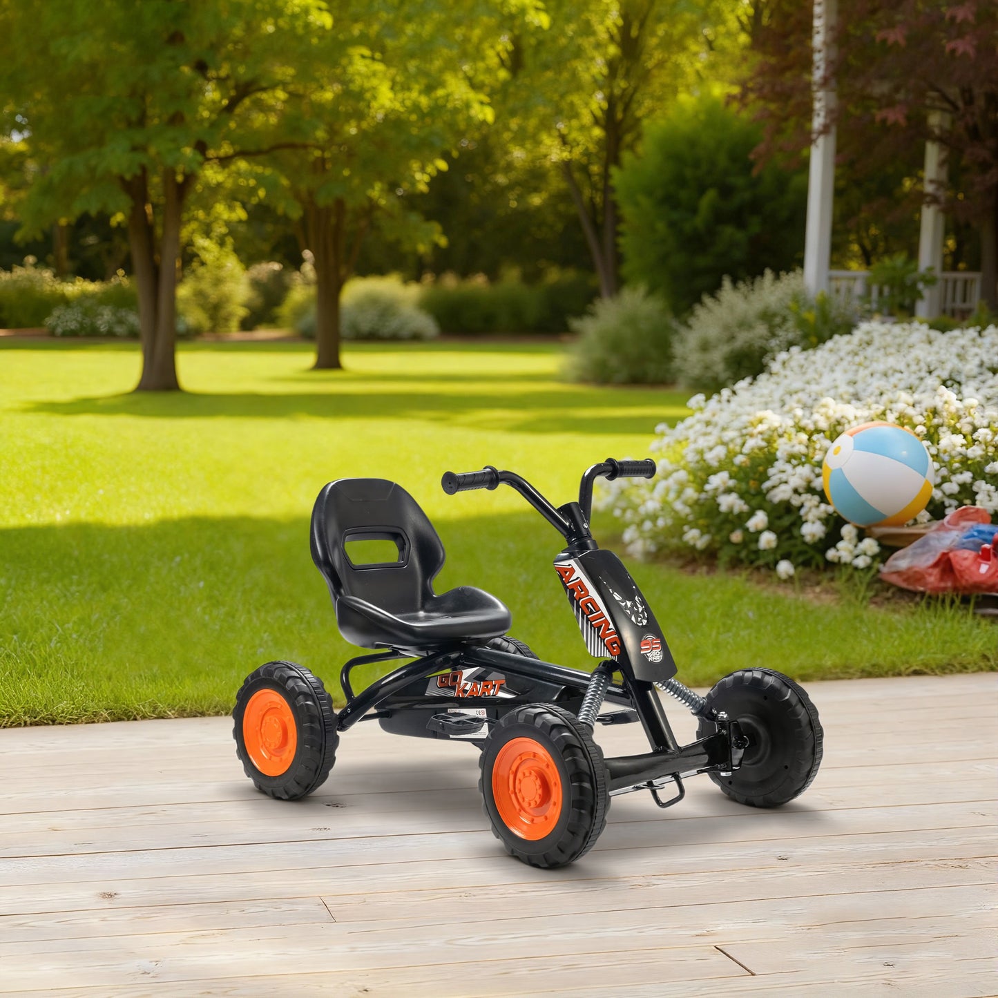 AIYAPLAY Kids Pedal Go Kart with Steel Frame, Sporty Design, for Ages 2-5 Years, Black