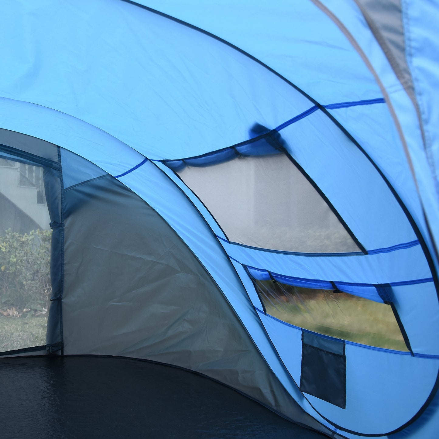 Outsunny 3 Person Pop-up Camping Tent, Family Dome Tent with Ground Sheet, 4 Windows and Portable Carry Bag for Beach Outdoor Trip, Sky Blue