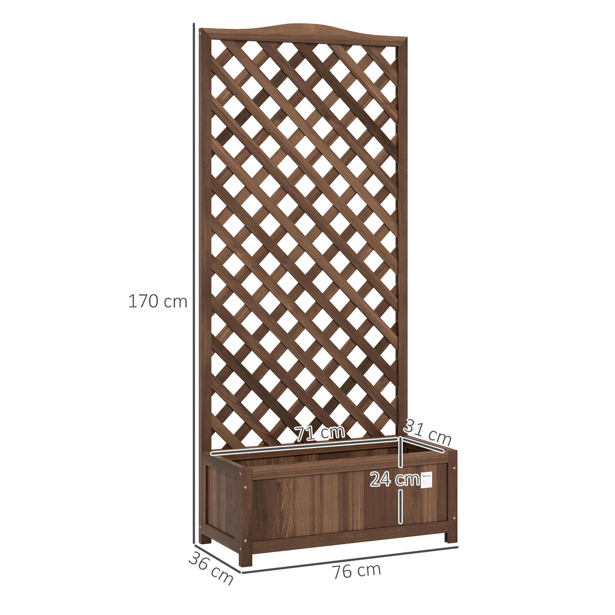 Outsunny wooden planter with trellis, measuring 76 by 36 by 170 cm
