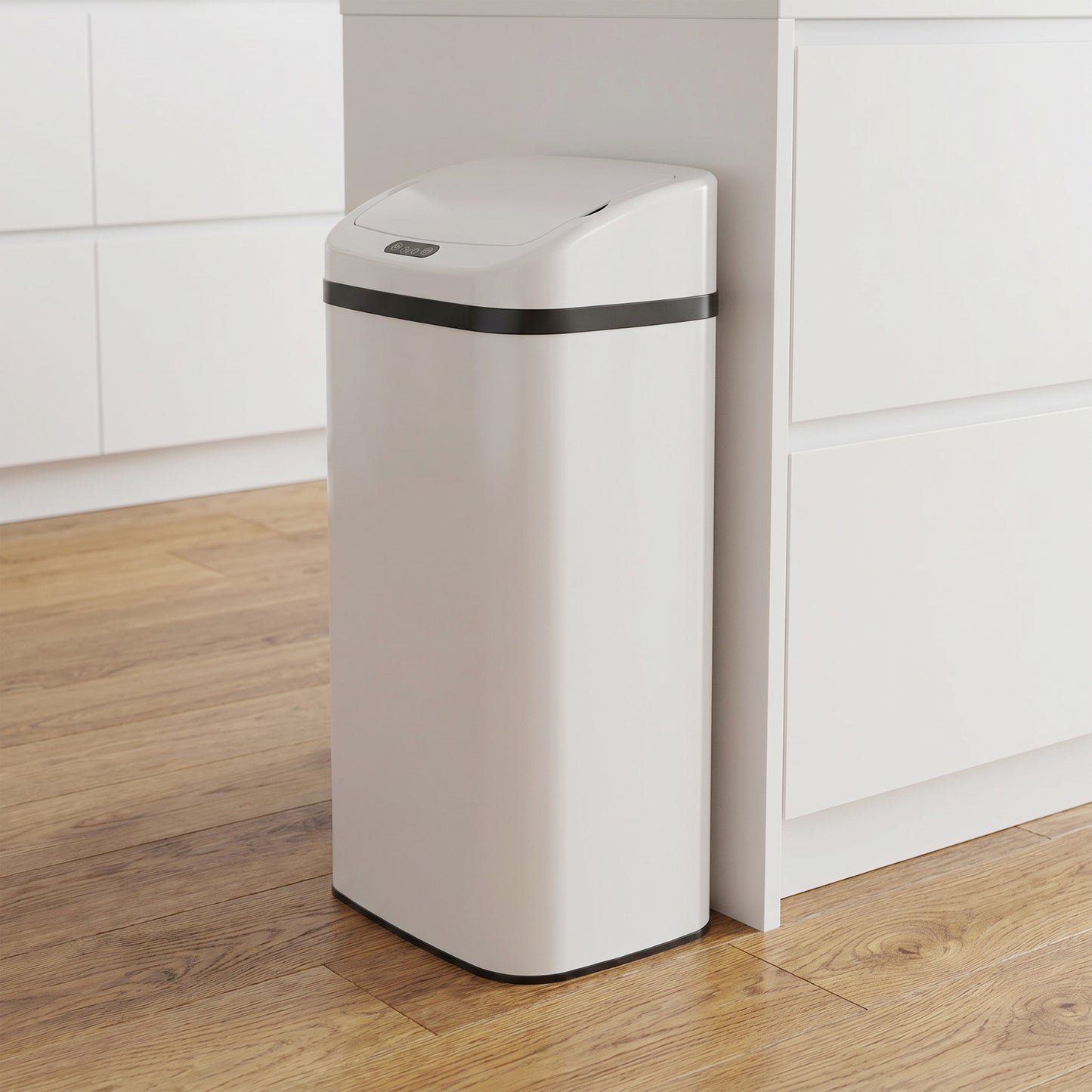 HOMCOM 48L Stainless Steel Sensor Bin - White