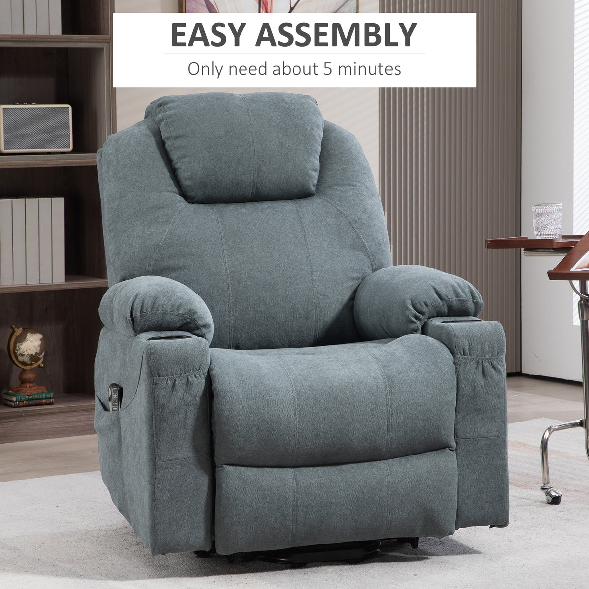 HOMCOM Power Lift Recliner Chair with Pocket Spring, Electric Lift Chair with Wide Backrest, Grey