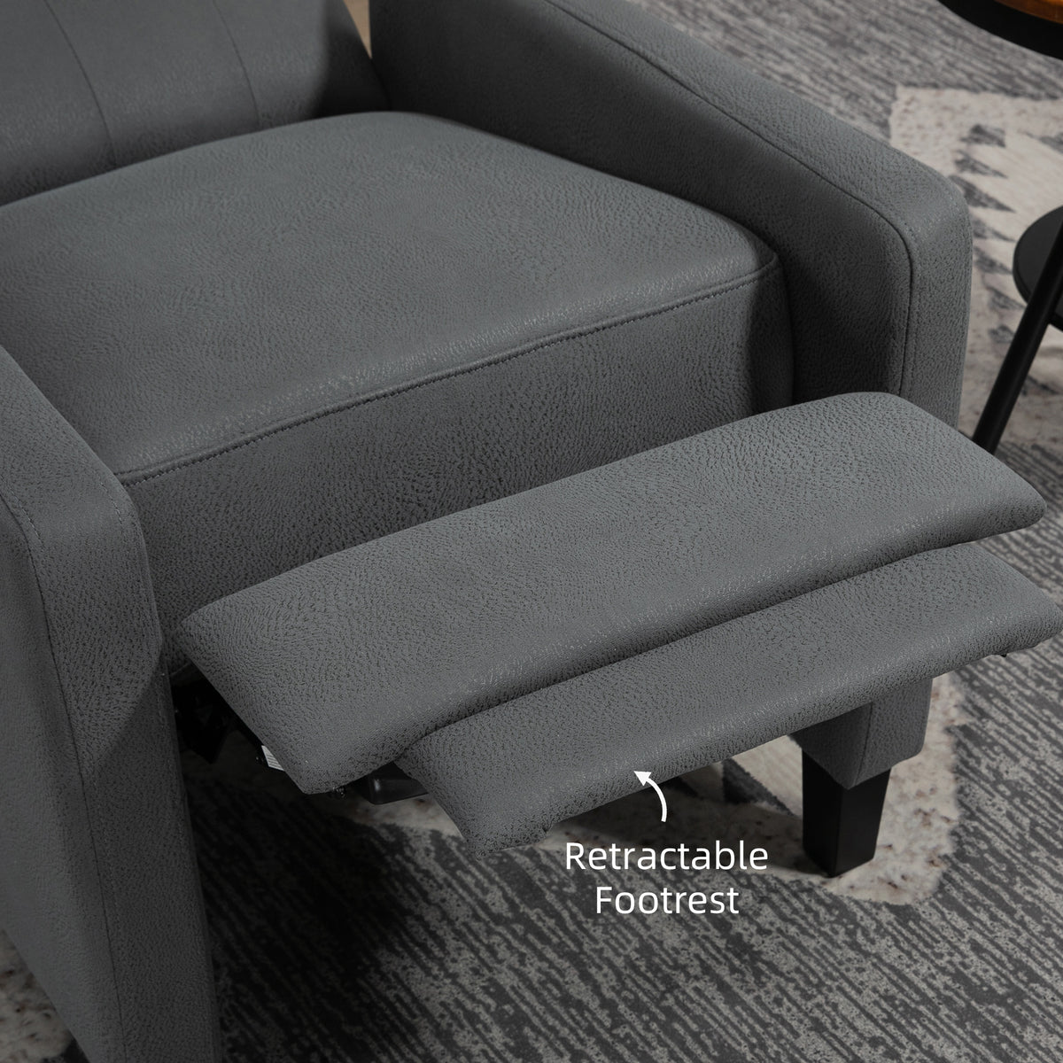 Close-up of the recliner's retractable padded footrest