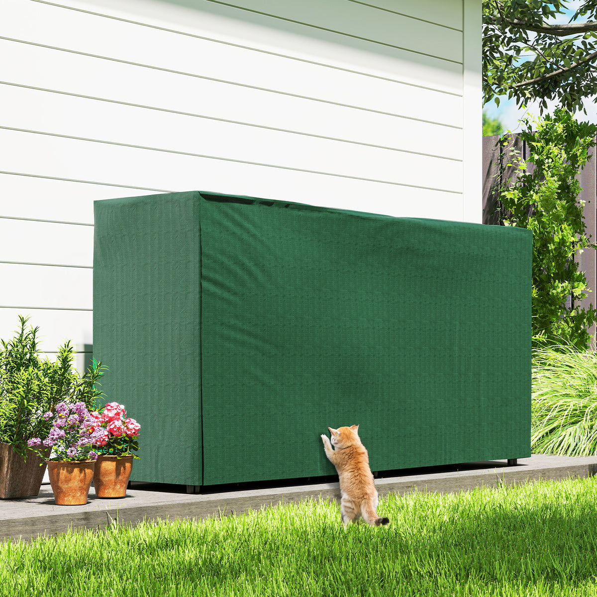 Outsunny firewood rack fully covered in dark green waterproof fabric