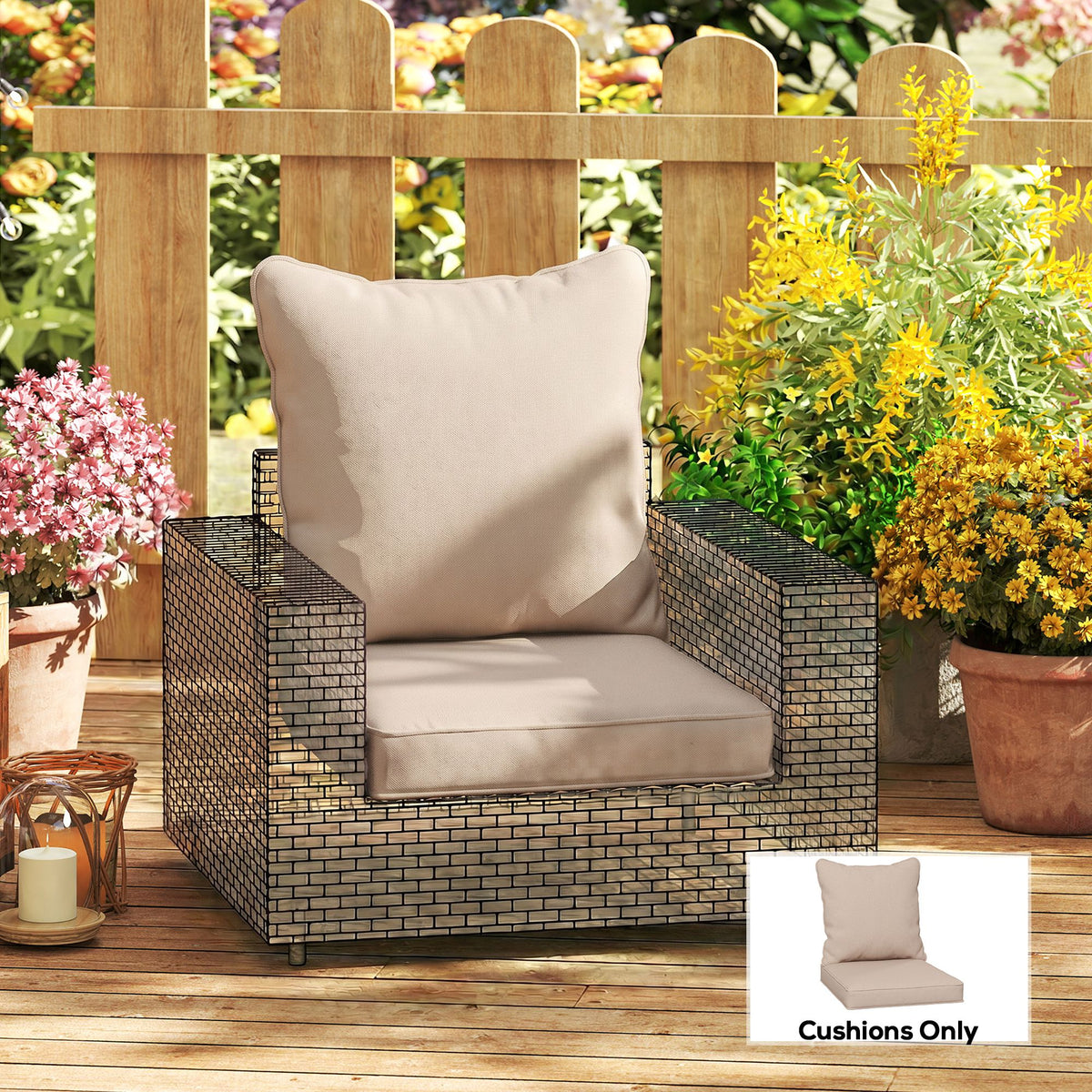 Outsunny Seat and Back Padded Cushion Set, CUSHION ONLY - Beige