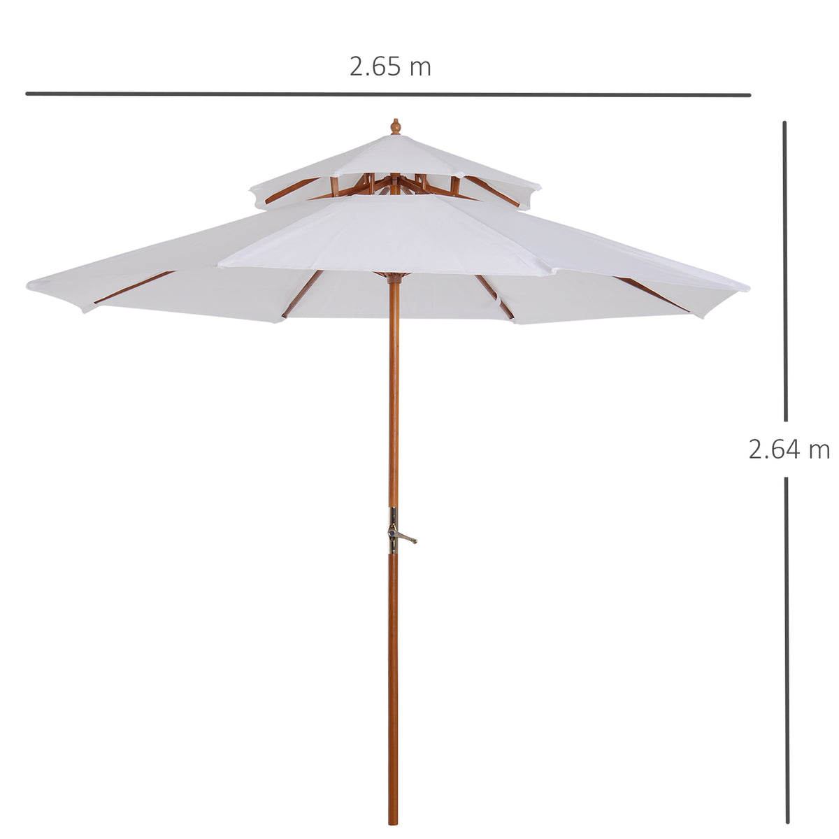 Outsunny white double-tier parasol, 2.65 m wide and 2.64 m tall