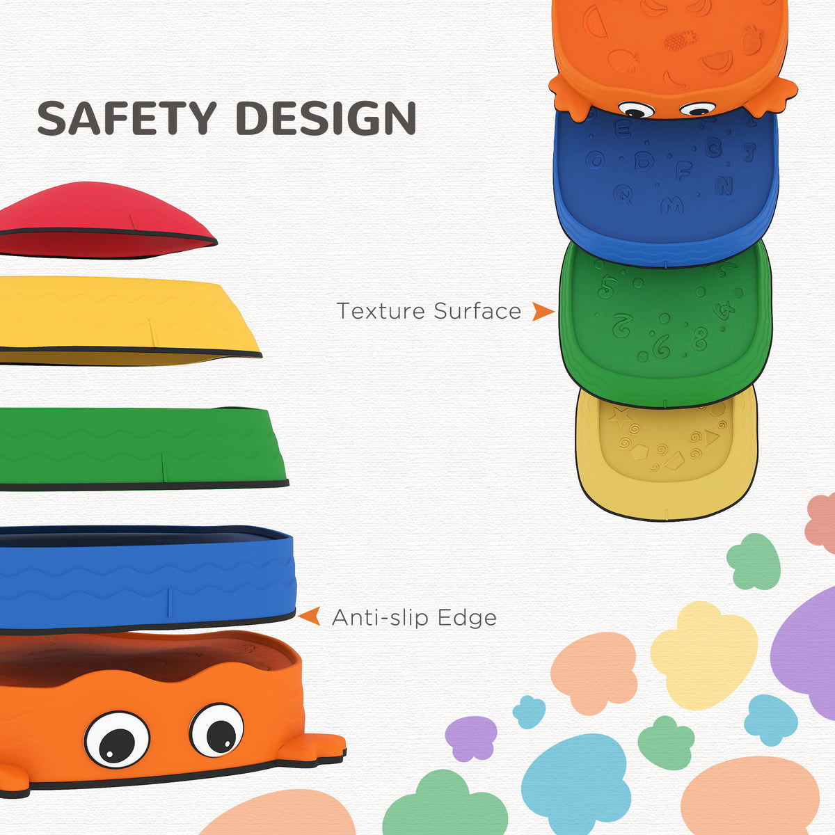 AIYAPLAY 5PCS Sensory Stepping Stones for Toddlers, Frog-Shaped Kids Stepping Stones Set with Anti-Slip Edging for Ages 2-8