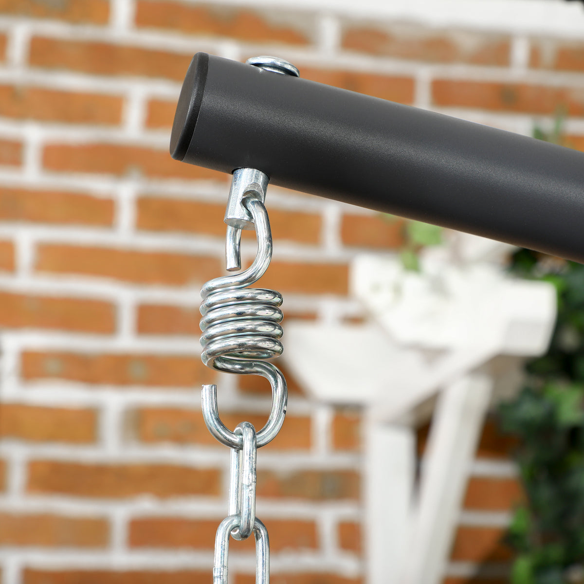 Outsunny swing chair suspension spring and chain attached to the metal stand