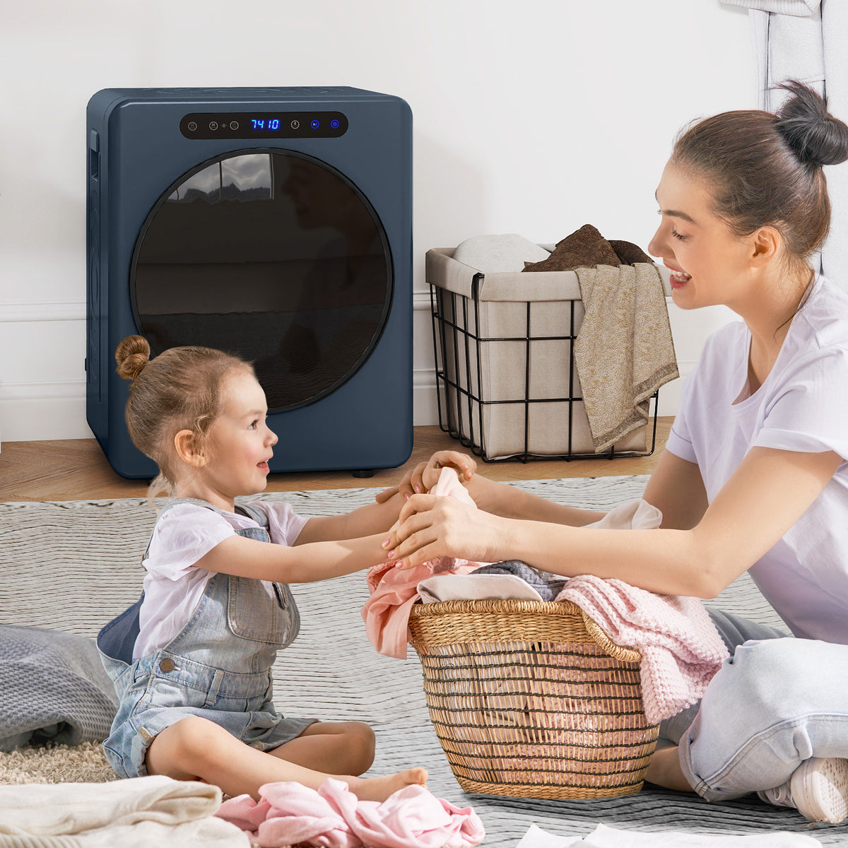 HOMCOM 5kg Compact 40-60℃ Tumble Dryer Blue