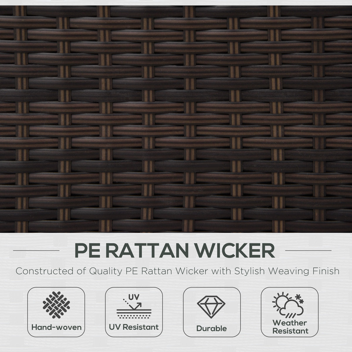Brown PE rattan wicker close-up showing its woven texture