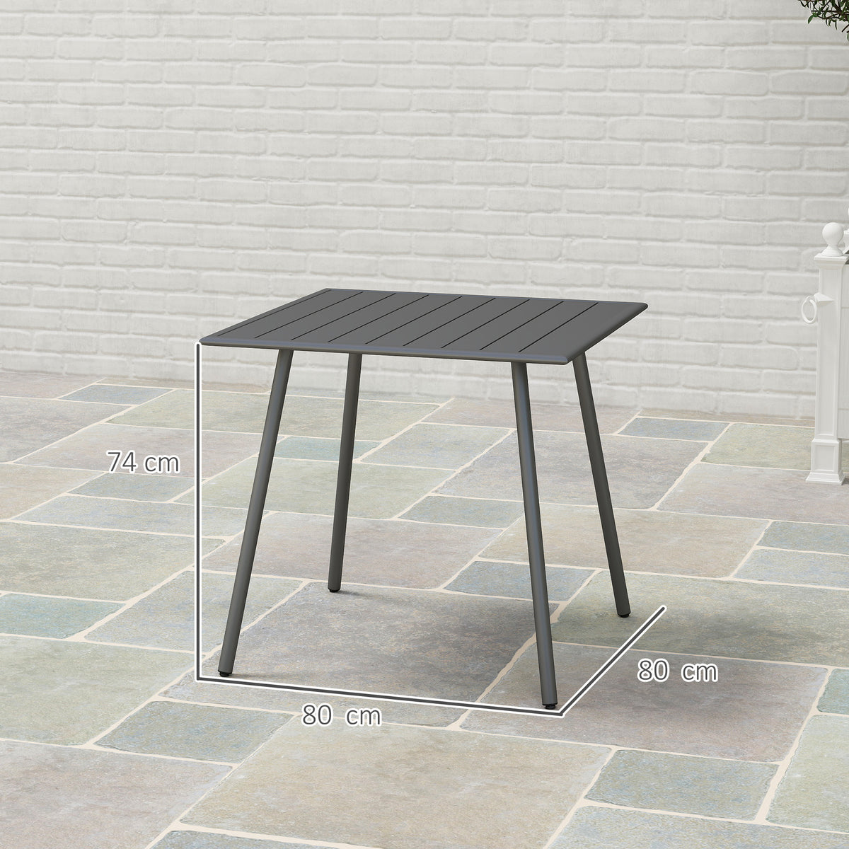 Outsunny grey outdoor table, 80 cm square and 74 cm tall