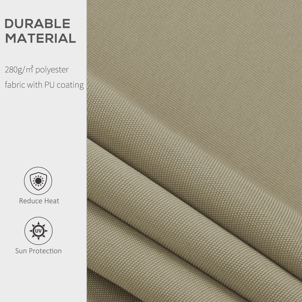 Khaki awning canopy fabric with a textured weave