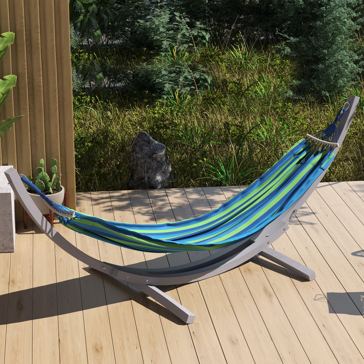 Outsunny 3.25m Wooden Hammock Stand Universal Fit Garden Picnic Camp Accessories, Grey