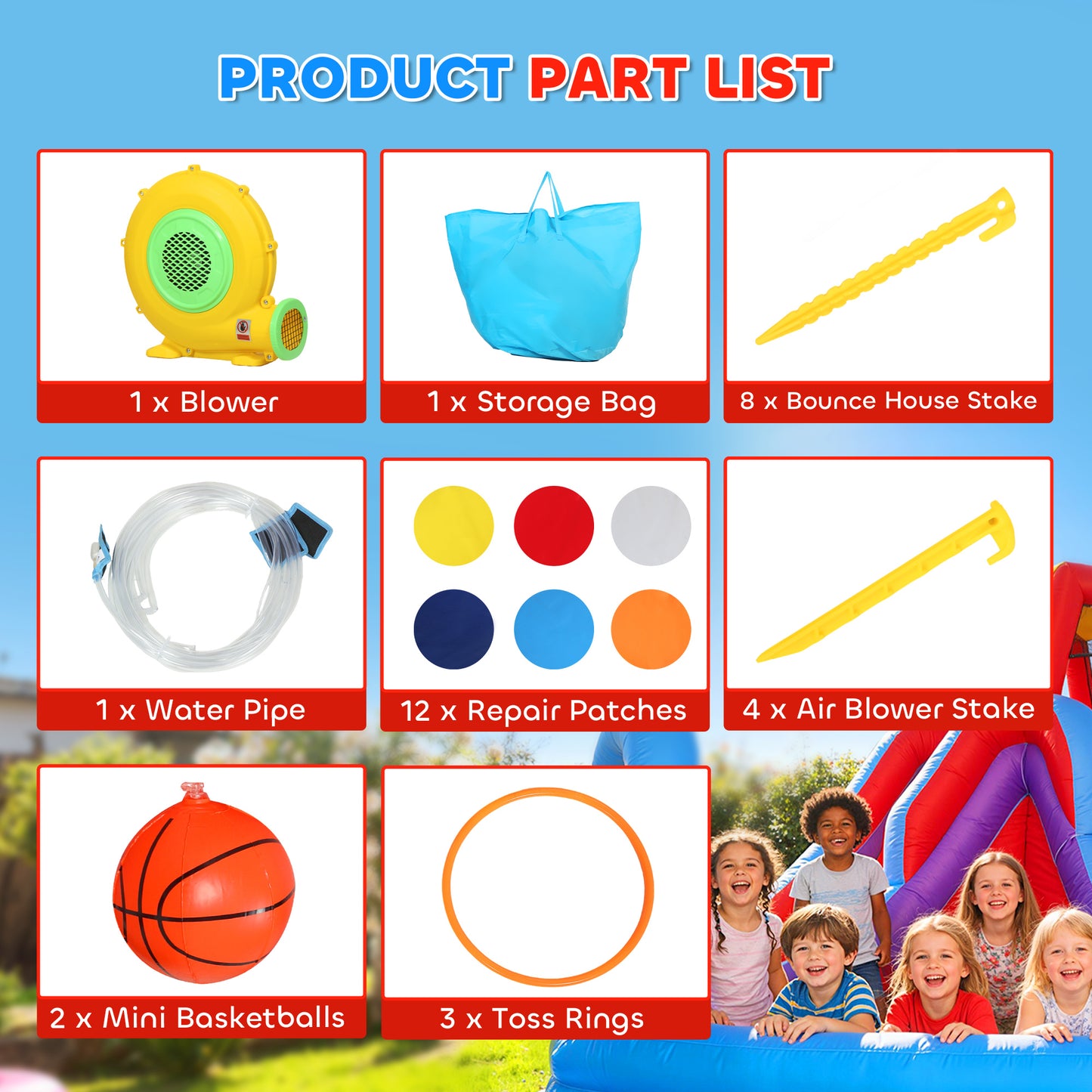 AIYAPLAY Bouncy Castle for Kids, Inflatable Bounce House with Slide, Pool (Ball Pit), Climbing Wall and Blower for Outdoor