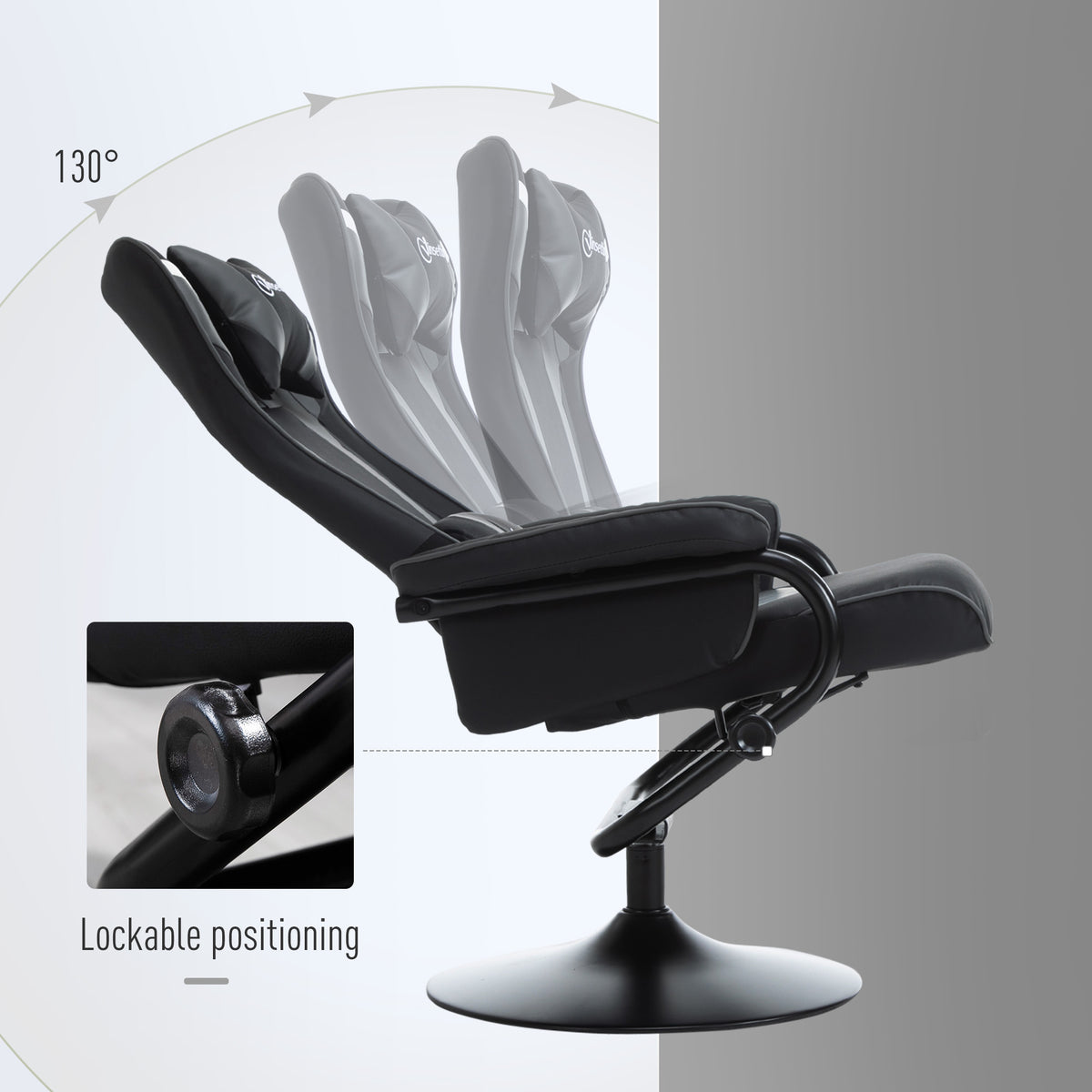 Vinsetto reclining chair tilted back with lockable positioning mechanism