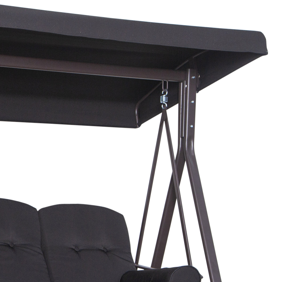 Outsunny 3 Seater Swing Chair Hammock Chair with Adjustable Canopy, Black
