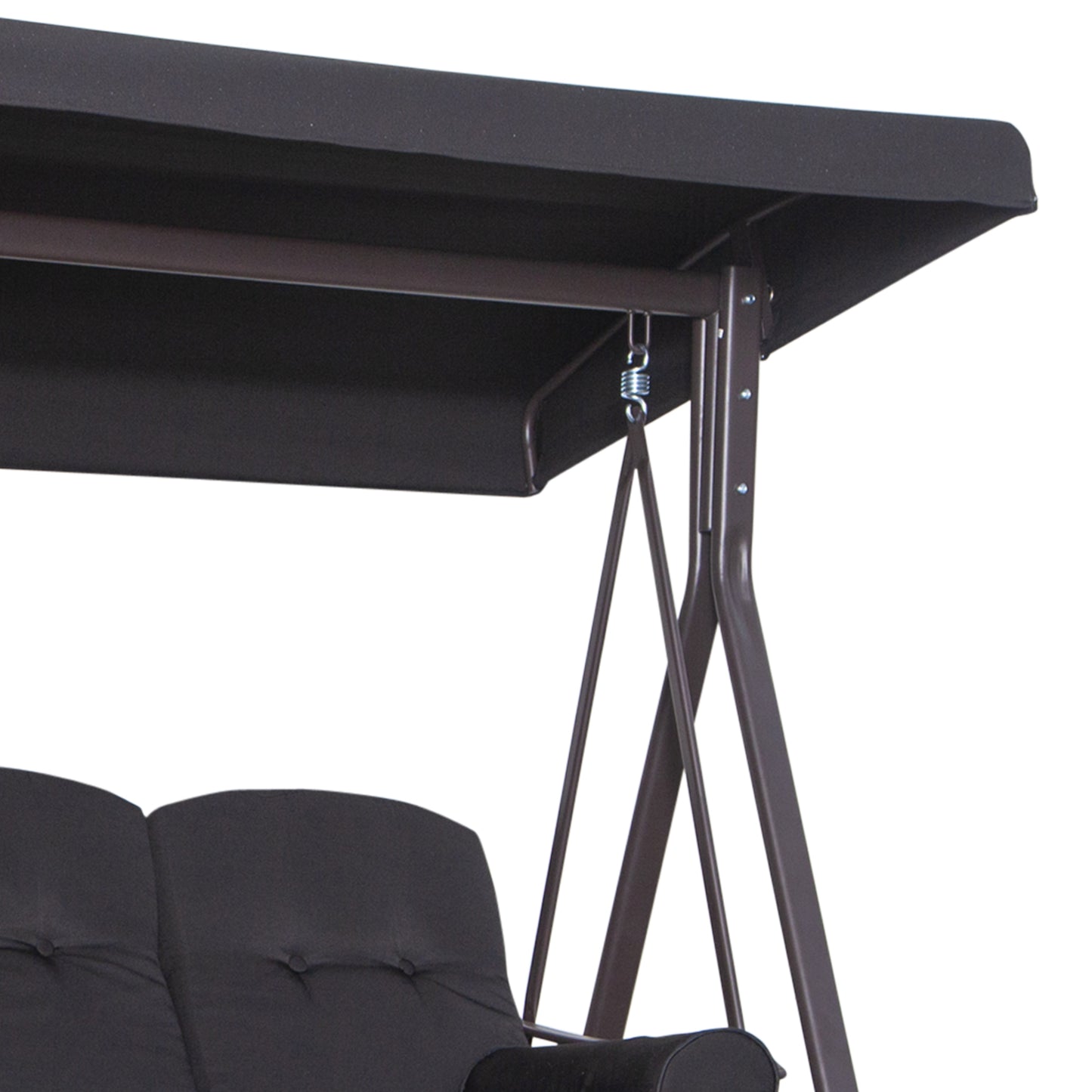 Outsunny 3 Seater Swing Chair Hammock Chair with Adjustable Canopy, Black