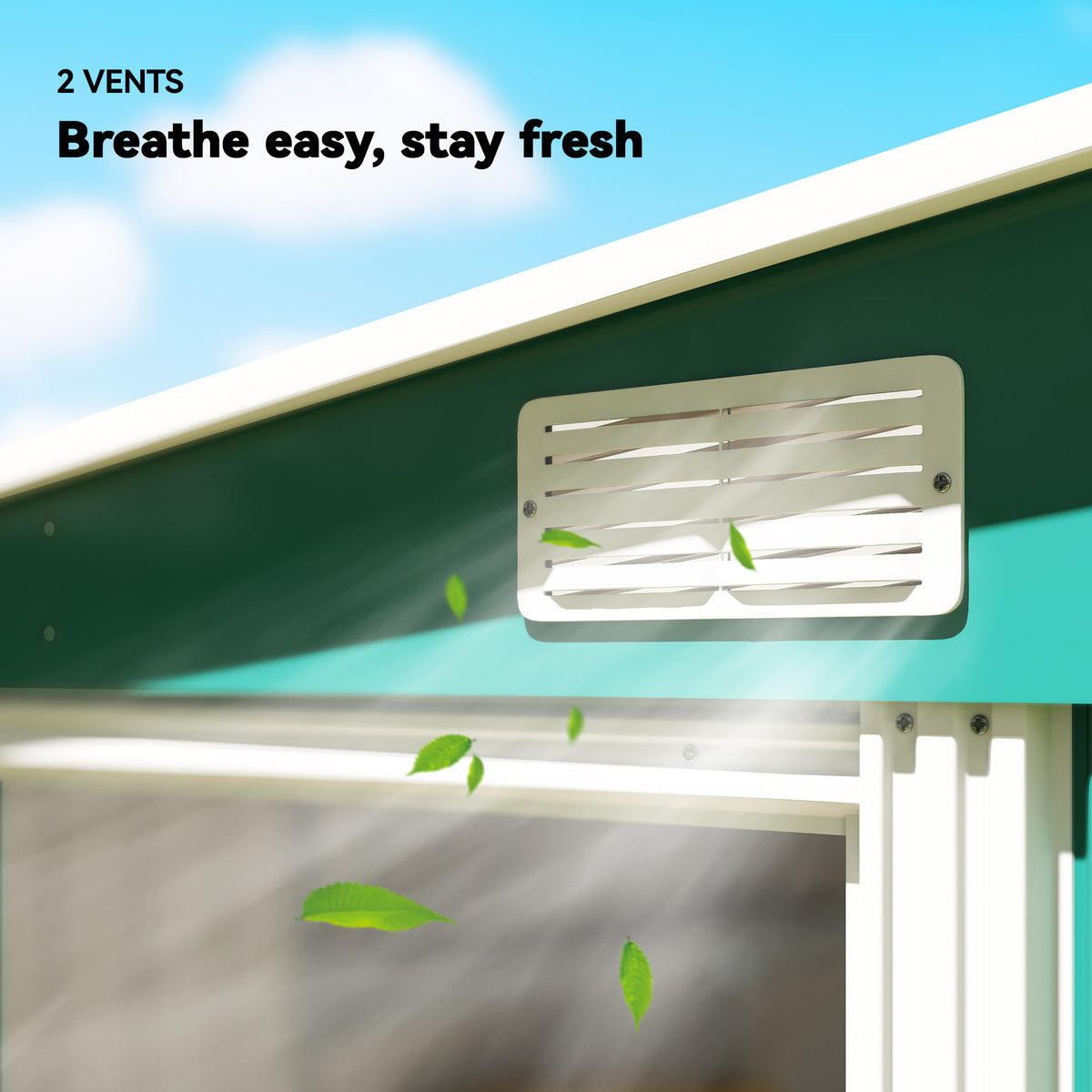 Outsunny 7 x 5ft Galvanised Metal Shed with Sliding Door and Water-Resistant Roof - Green