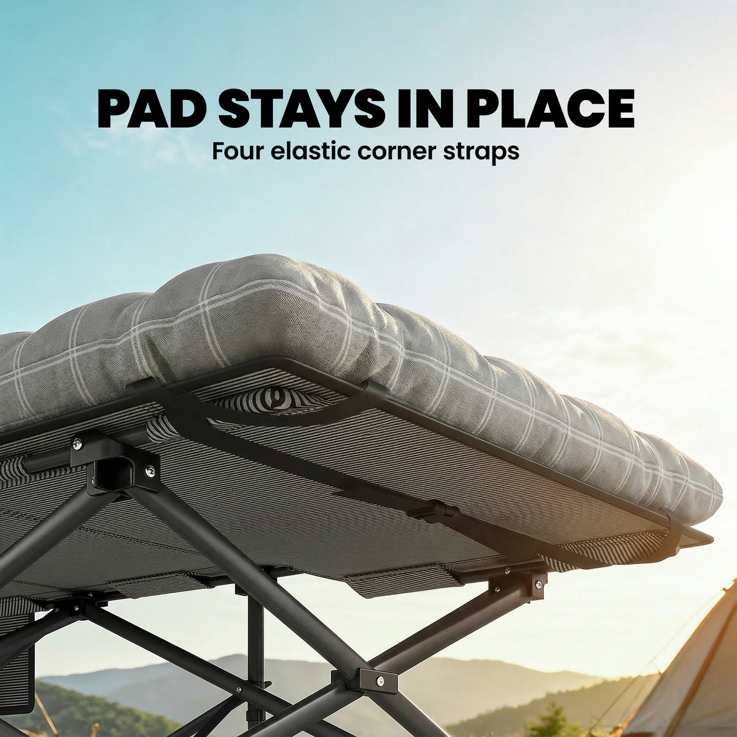 Outsunny Camping Cot with Soft Pad, 80cm Extra Wide Folding Cots with Side Pocket and Carry Bag, Grey
