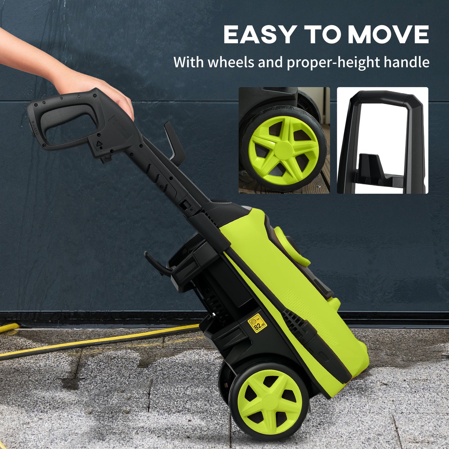 DURHAND 1800W High Pressure Washer, 150 Bar Pressure, 510 L/h Flow, High-Performance Portable Power Jet Wash Cleaner Green