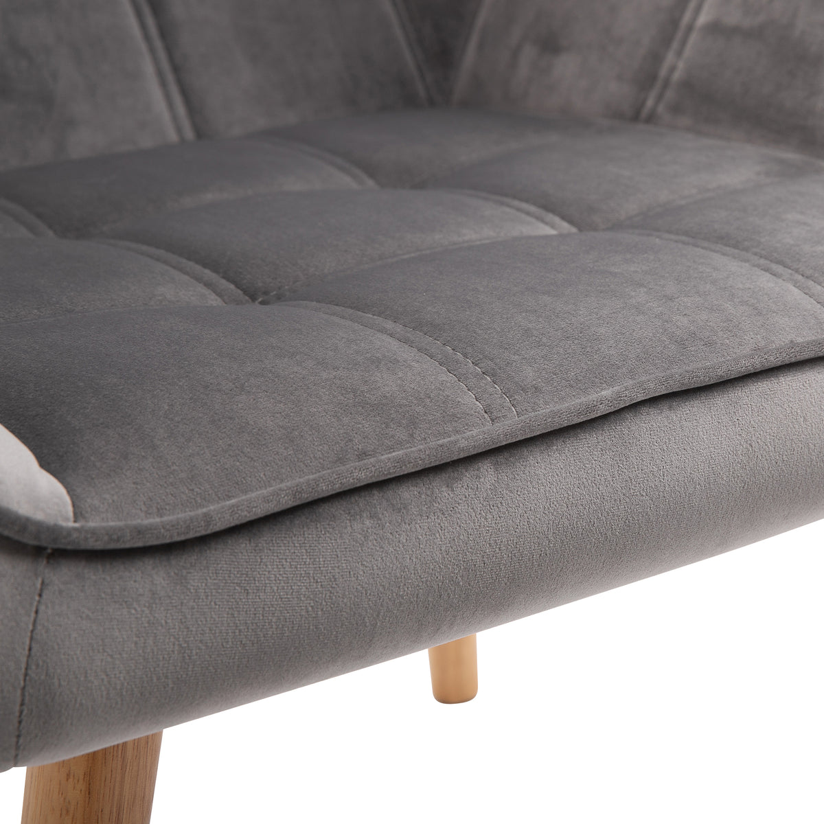 HOMCOM Accent Chair, Velvet Upholstered Vanity Tub Chair with Flared Armrests, Slanted Back, Solid Wood Legs, Comfy Padding Armchair, Home Bedroom Furniture Seating, Grey
