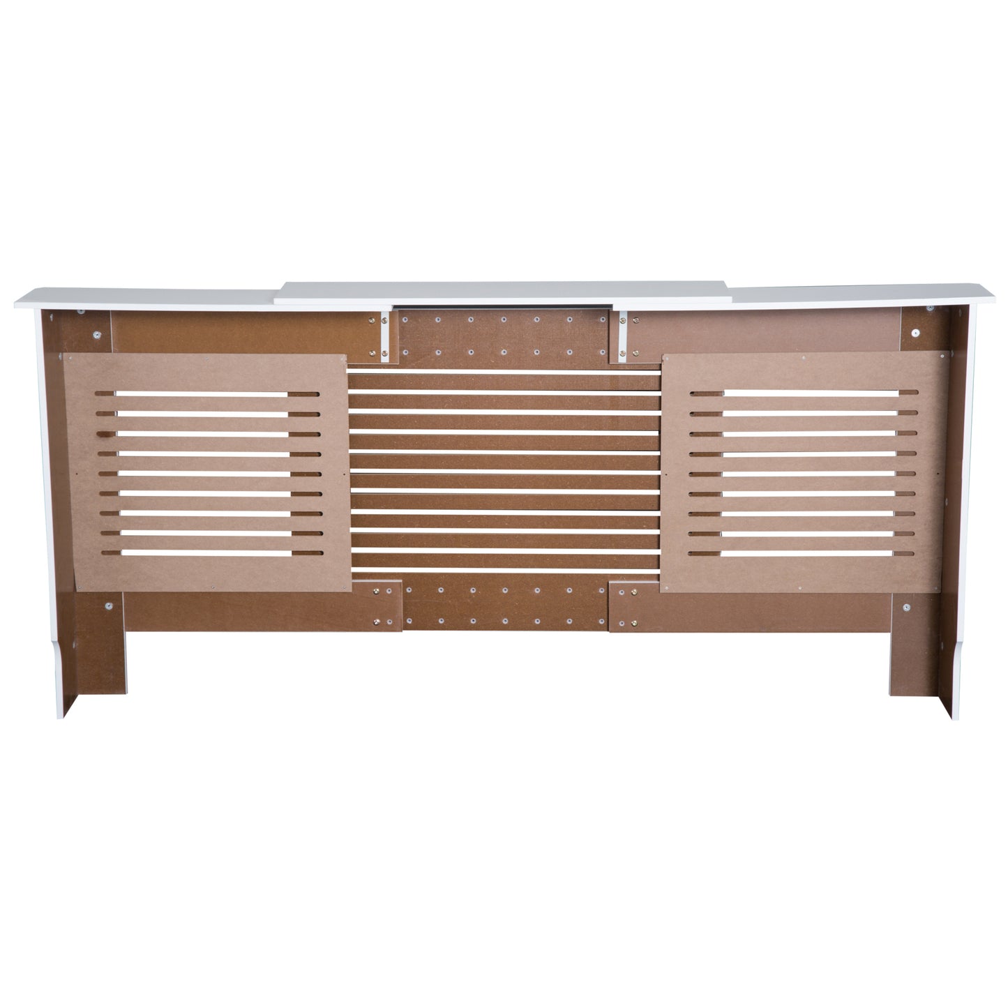 HOMCOM Extendable Radiator Cover, Modern MDF White Painted Cabinet with Horizontal Slats for Living Room, Bedroom, 139-208.5L x 20.5W x 82.5H cm