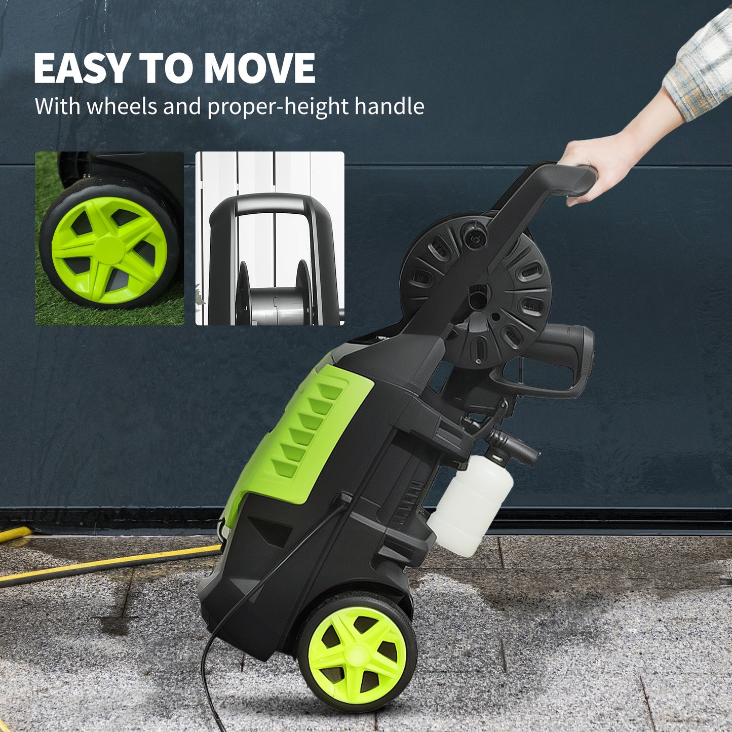 Outsunny 2200W High Pressure Washer, 170 Bar Pressure Washer with Adjustable Nozzle and 6M Hose, 32W x 32D x 80H cm Green