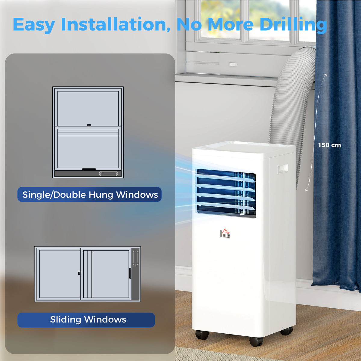 HOMCOM Portable Air Conditioner 9000 BTU, Air Conditioning Unit with Digital Display for Room up to 28㎡