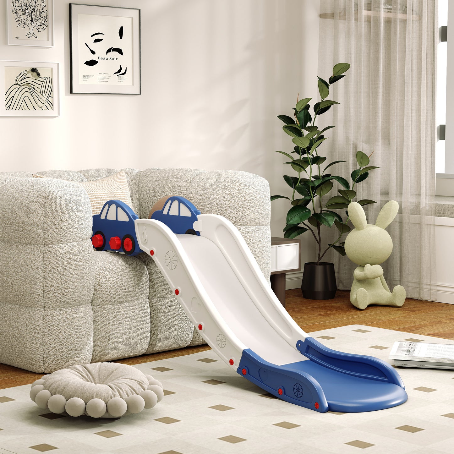 AIYAPLAY Kids Slide for Bed, Sofa, with Extended Length, Easy to assemble and Store, Blue