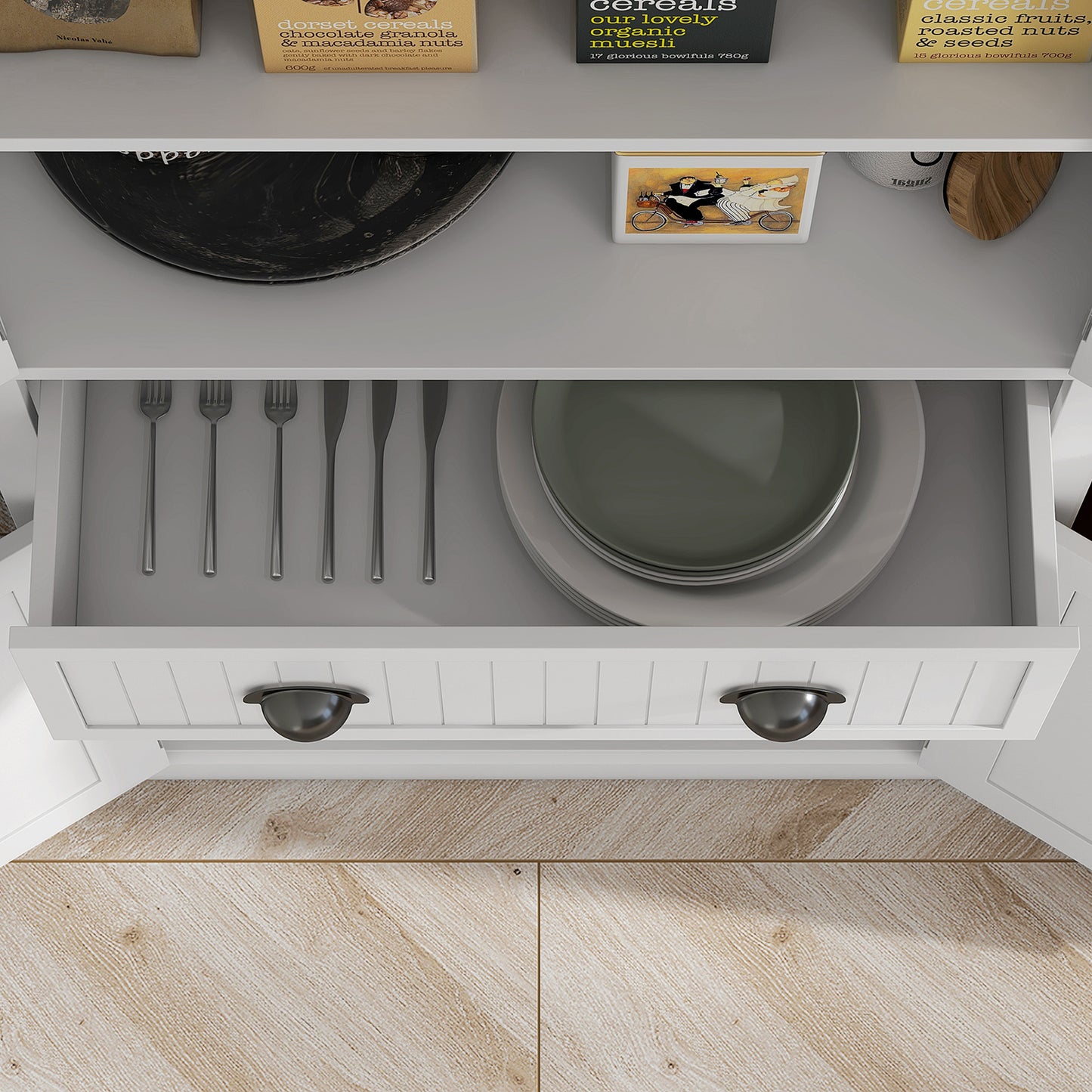 HOMCOM Freestanding Multi-Storage Kitchen Cabinet - White