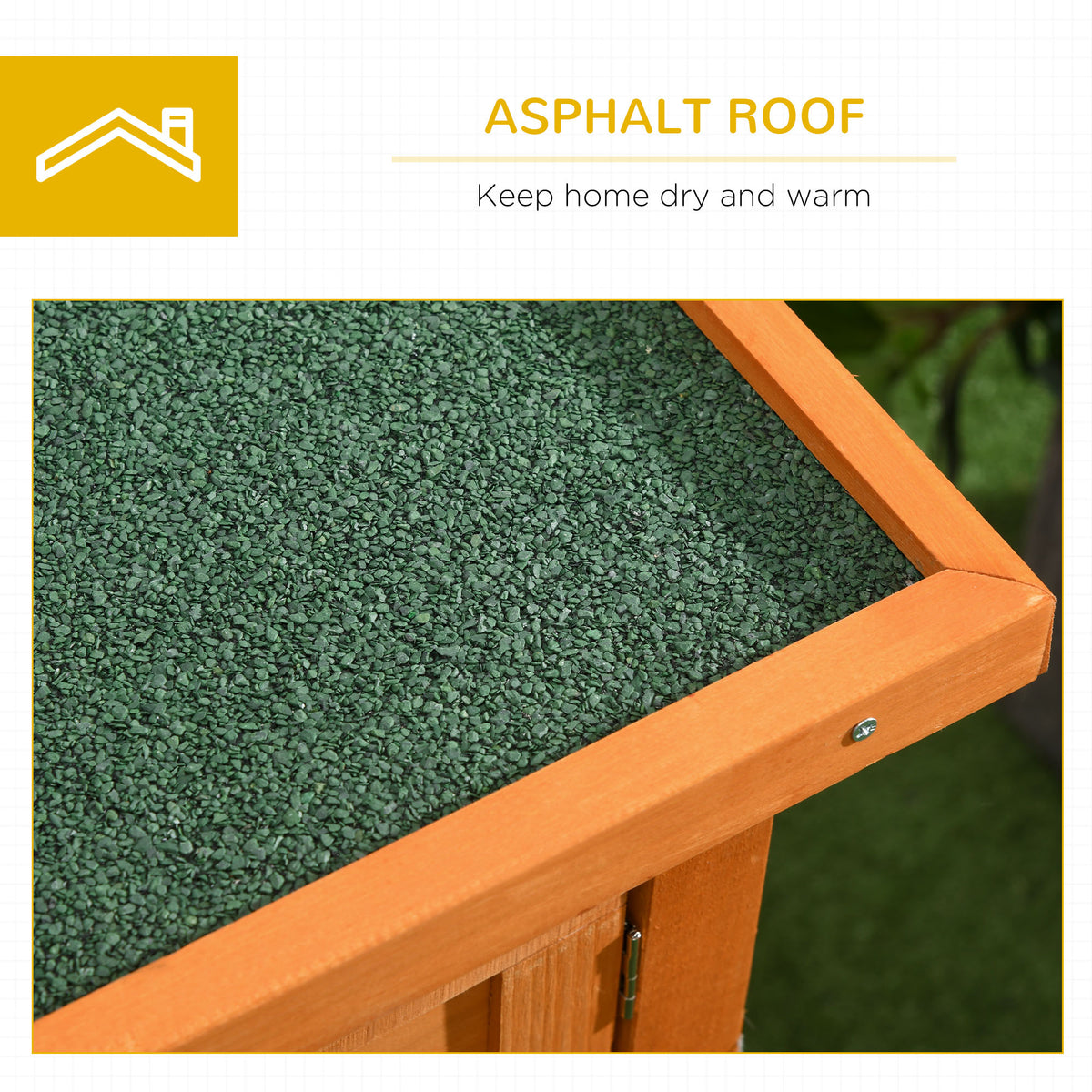 PawHut rabbit hutch asphalt roof with wooden frame