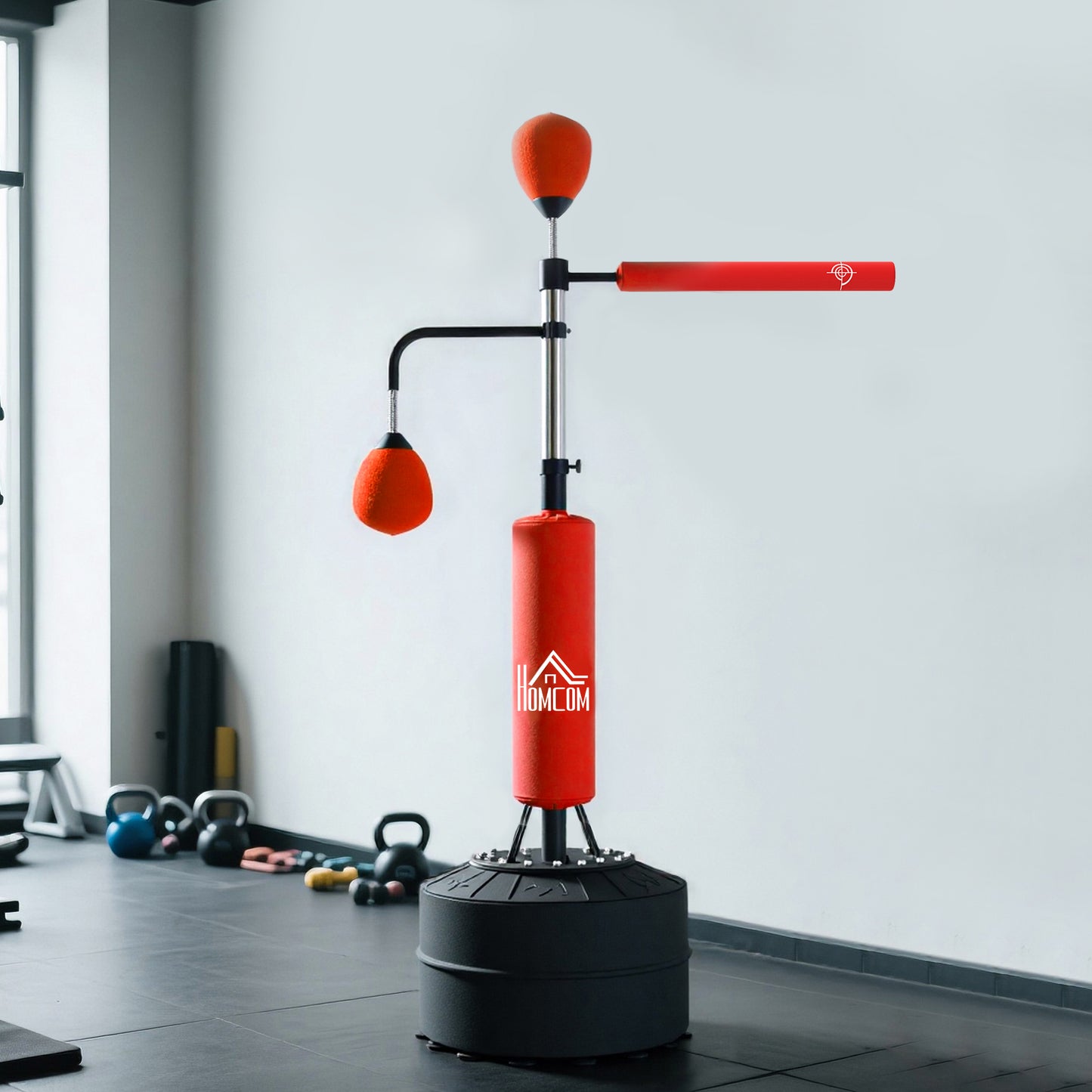 HOMCOM 4-in-1 Boxing Punching Bag, Freestanding with 2 Speed Bals, 360° Reflex Bar, 160-230cm Adjustable Height, Red