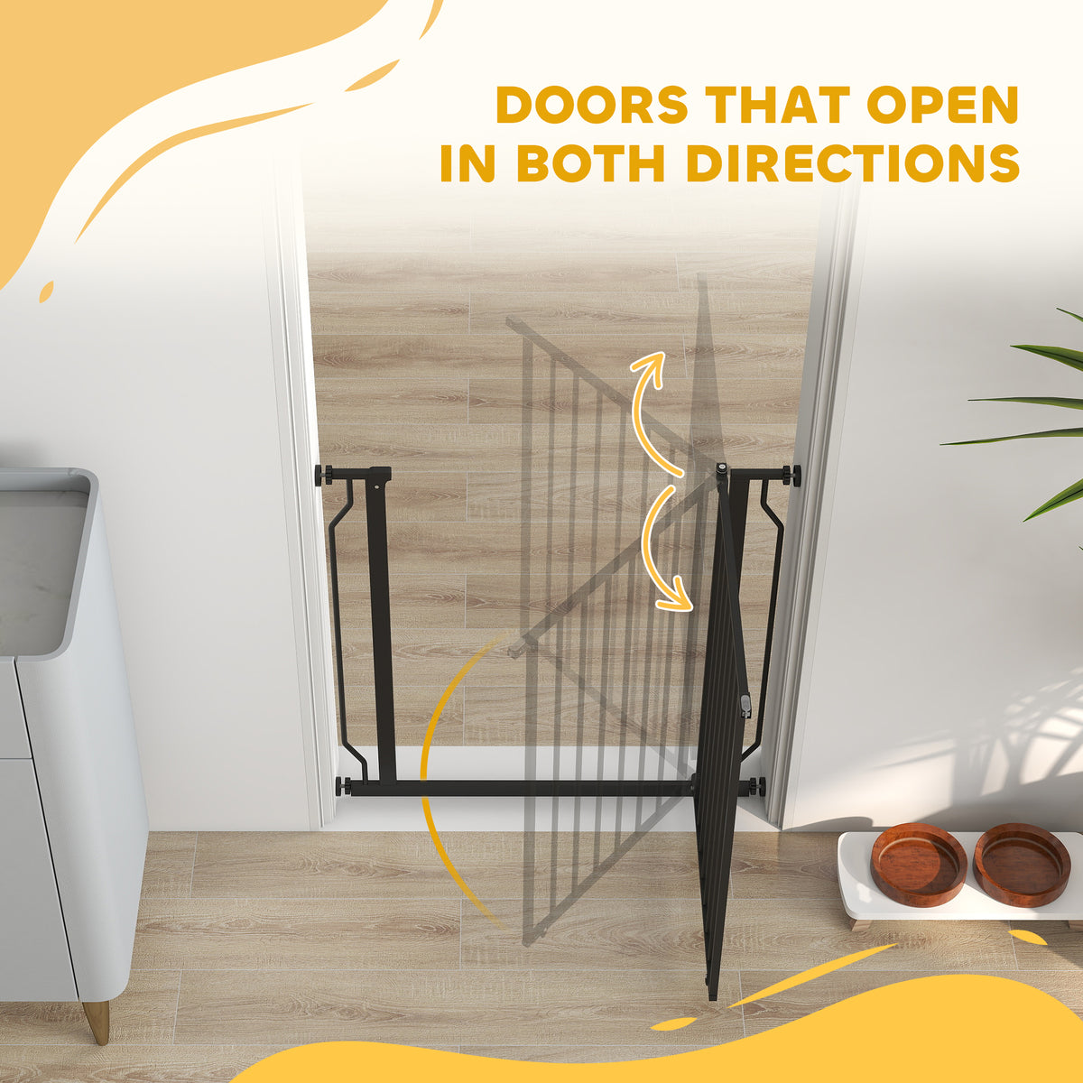 PawHut Extra Wide Dog Gate, with Door Pressure, for Doorways, Hallways, Staircases - Black