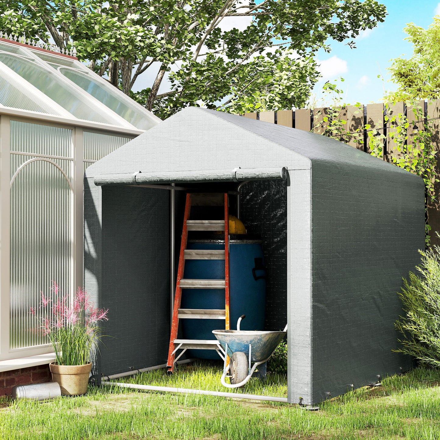 Outsunny 2.2 x 1.6 m Outdoor Storage Tent, with Accessories - Light Grey
