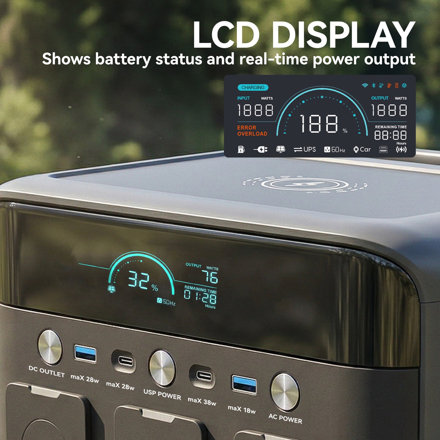 HOMCOM Portable Power Station with LiFePO4 Battery, 1.5H Fast Charge, Camping Power Pack with 600W AC/USB-A & USB-C Output