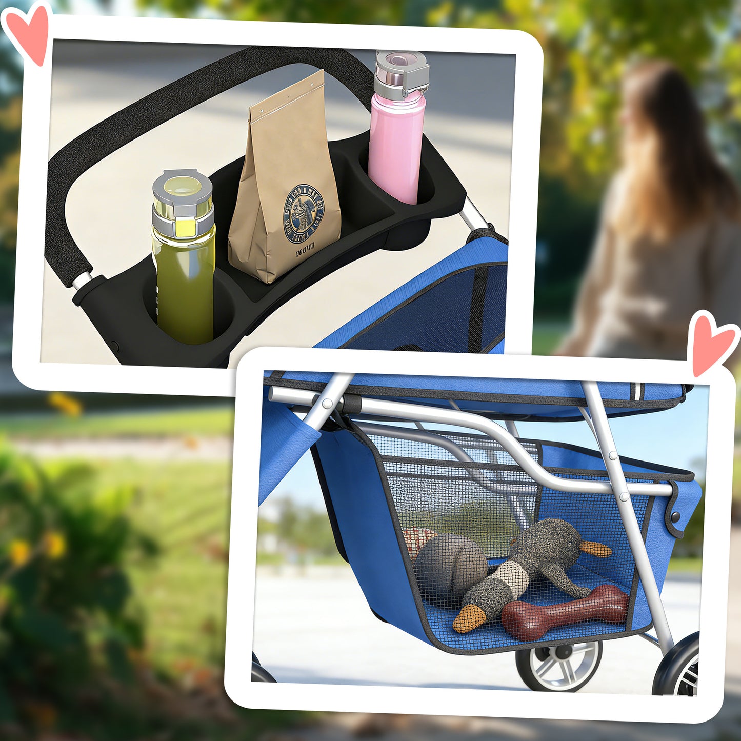 PawHut 3 Wheel Pet Stroller for Small and Miniature Dogs, Blue