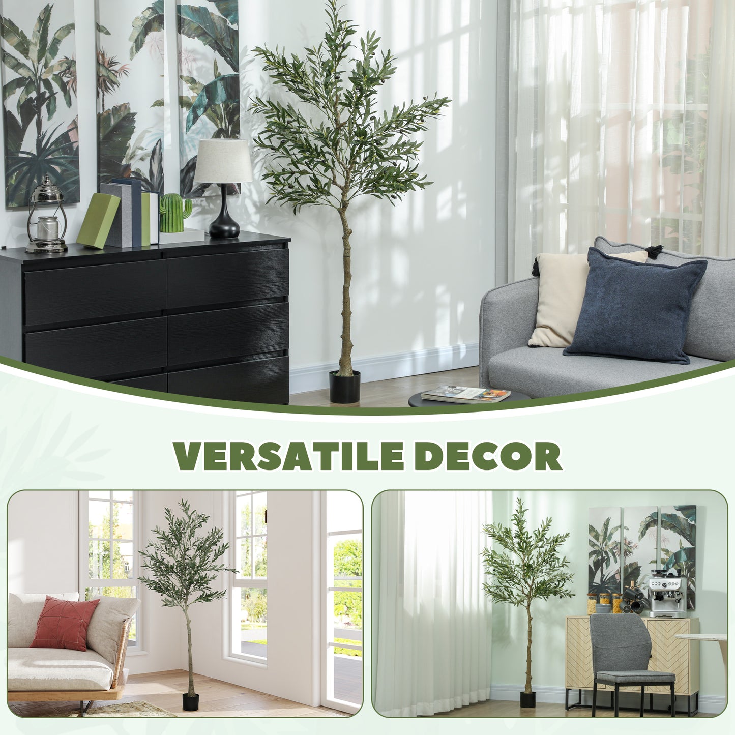 HOMCOM Silk Leaf Artificial Olive Trees
