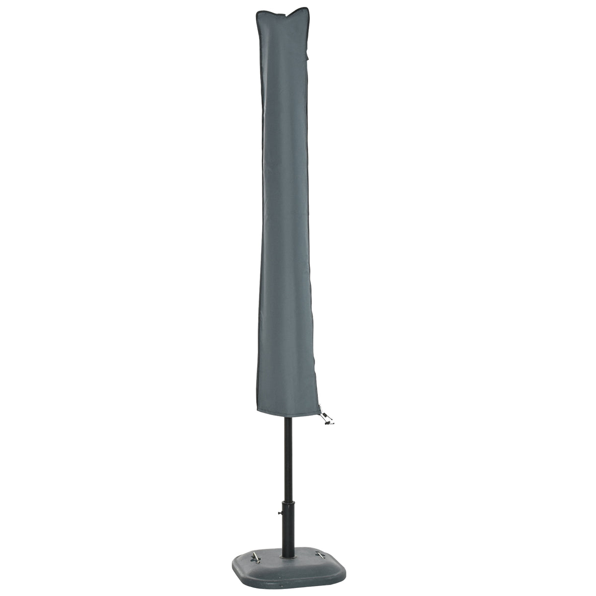Outsunny gray cantilever umbrella cover fitted over a closed patio umbrella.