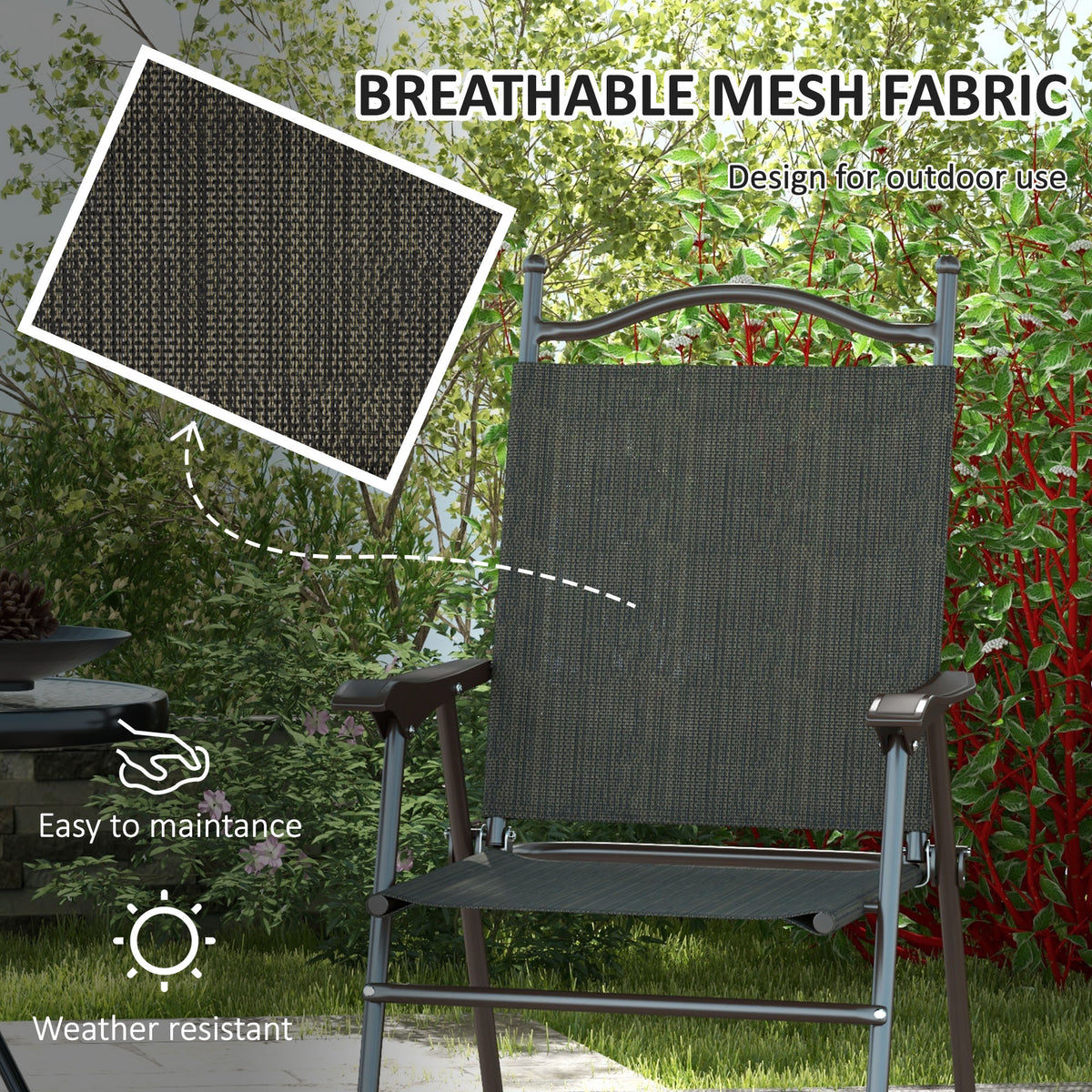 Outsunny garden chair with breathable dark mesh seat and backrest