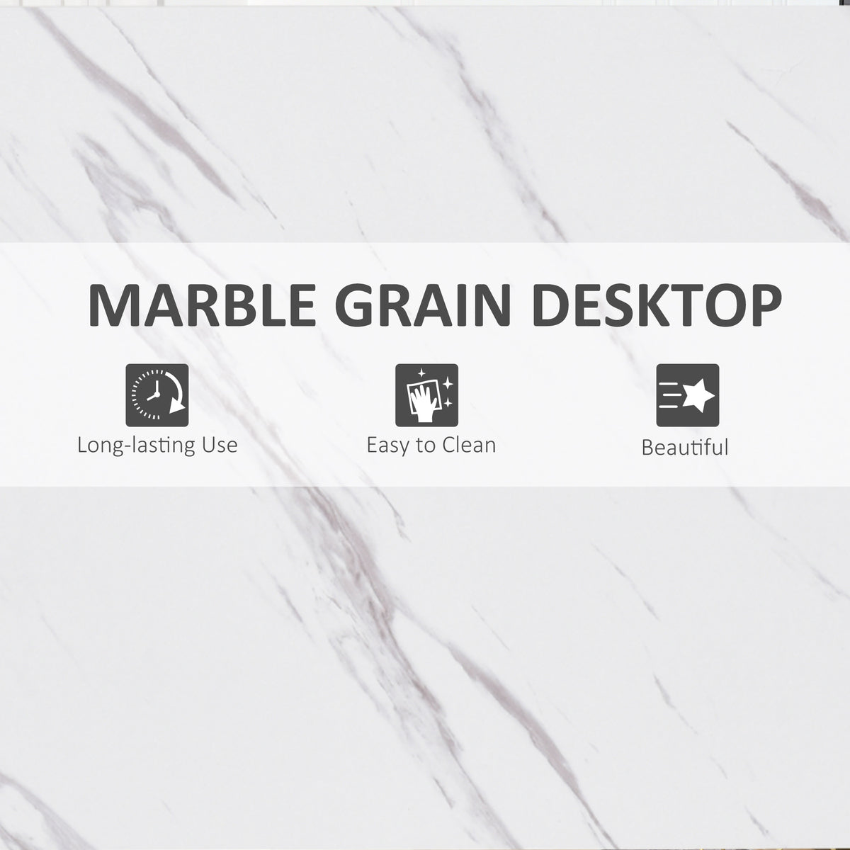 HOMCOM bar table's white marble-effect desktop with gray veining
