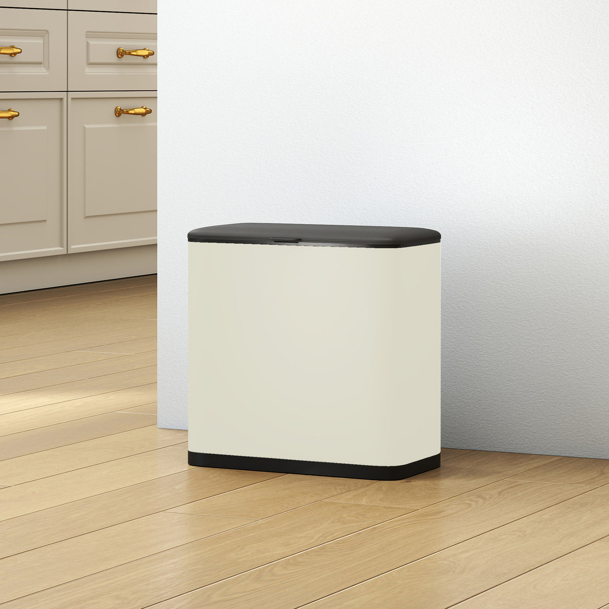 HOMCOM 8L Hanging Kitchen Bin, Rubbish bin with Lid and Removable Inner Bucket for Kitchen Cabinet Door, Under Sink, Office