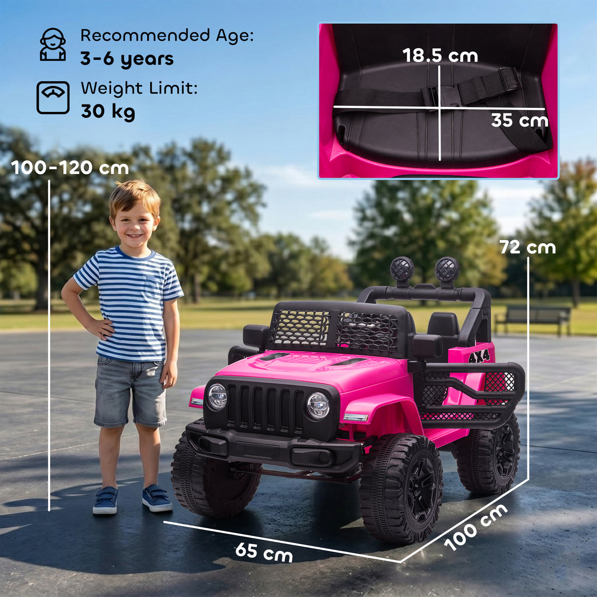 HOMCOM Kids Ride On Car, 12V Electric Cars for Kids with Parental Remote Control, 2 Motors, 4-Wheel Suspension, LED Lights, Horn, 3-5km/h, Battery Powered Ride On Toy for 3-6 Years Old Pink